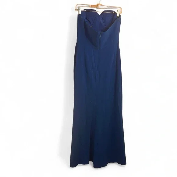 HALSTON HERITAGE Notched Strapless Gown Blue Size 4 - Picture 4 of 9